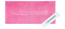 Laden Sie das Bild in den Galerie-Viewer, Rosa Strandtuch 150 x 90 cm mit aufblasbarem Kopfkissen aus 100 % Baumwolle im Onlineshop DasStrandtuch.com