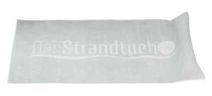Graues Strandtuch 190 x 90 cm mit aufblasbarem Kopfkissen aus 100 % Baumwolle im Onlineshop DasStrandtuch.com