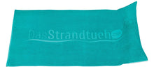 Laden Sie das Bild in den Galerie-Viewer, Grünes Strandtuch 150 x 90 cm mit aufblasbarem Kopfkissen aus 100 % Baumwolle im Onlineshop DasStrandtuch.com
