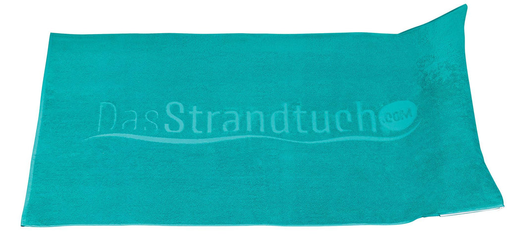 Grünes Strandtuch 150 x 90 cm mit aufblasbarem Kopfkissen aus 100 % Baumwolle im Onlineshop DasStrandtuch.com